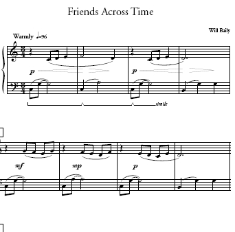 Friends Across Time Sheet Music and Sound Files for Piano Students